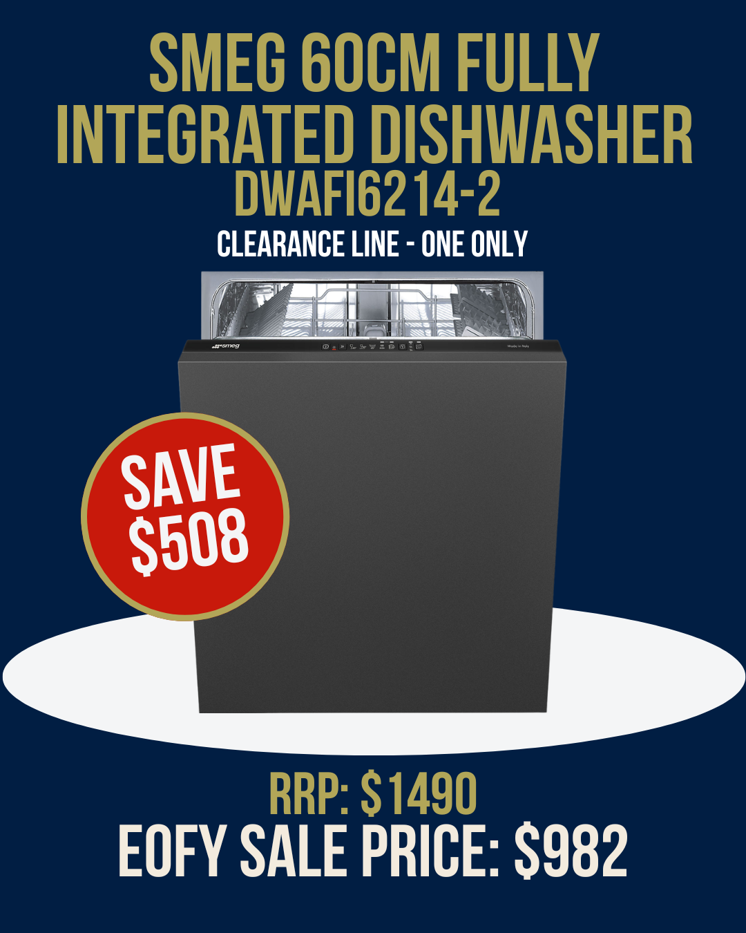 Smeg 60cm Fully Integrated Dishwasher - DWAFI6214-2 *Clearance Line*