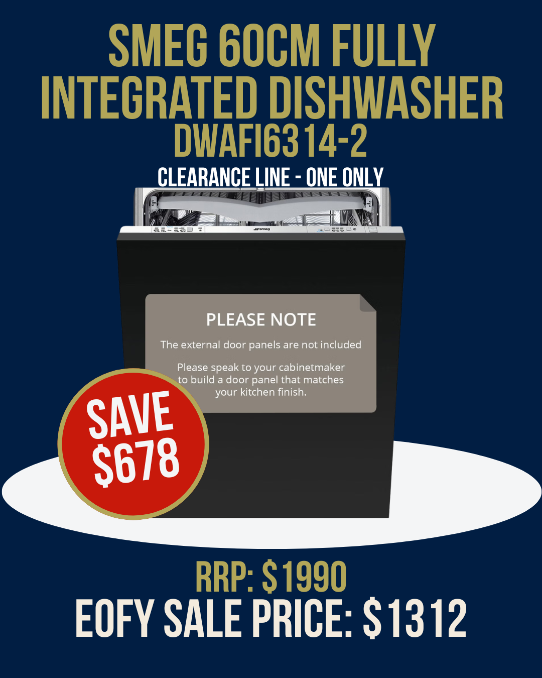 Smeg 60cm Fully Integrated Dishwasher - DWAFI6314-2 *Clearance Line*