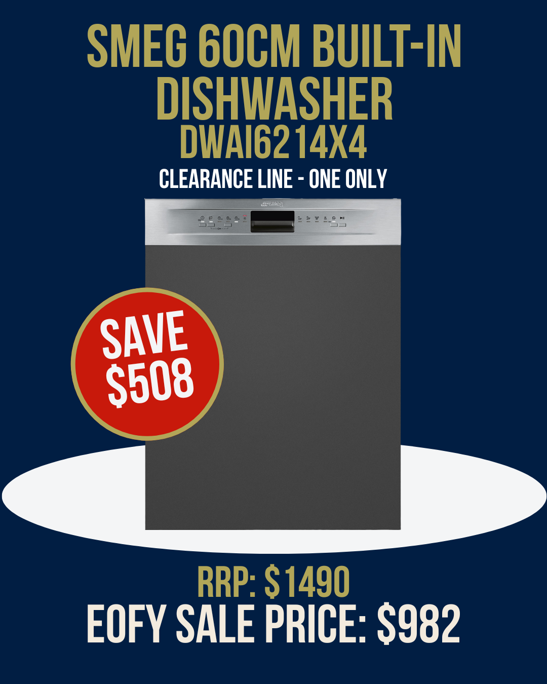 Smeg 60cm Built-in Dishwasher - DWAI6214X4 *Clearance Line*