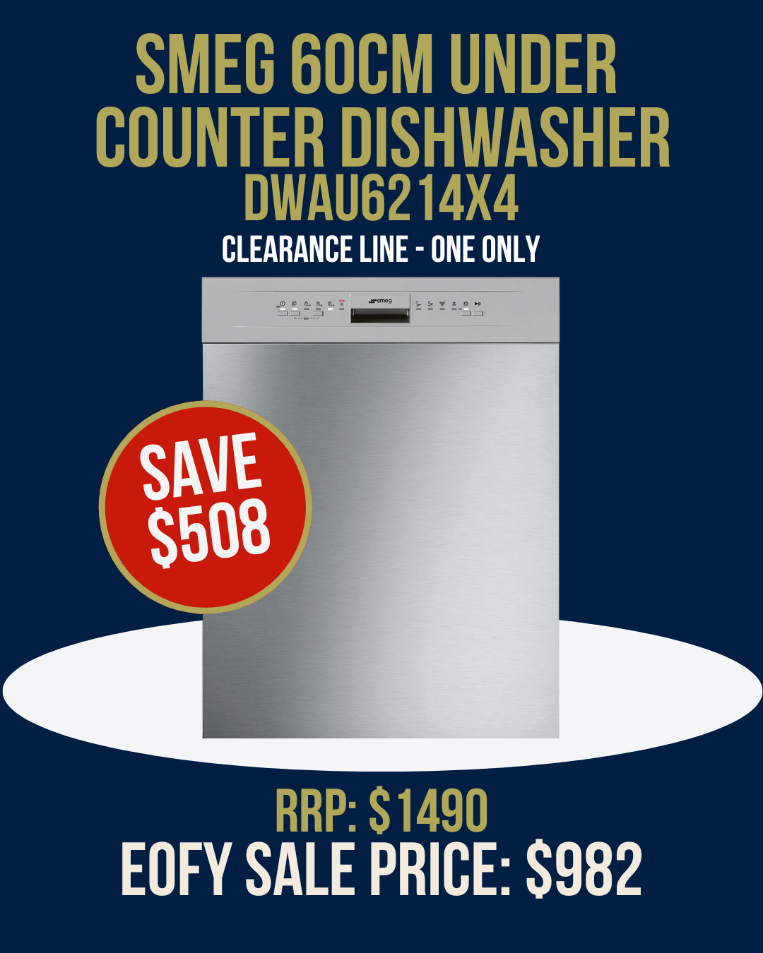 Smeg 60cm Under Counter Dishwasher - DWAU6214X4 *Clearance Line*