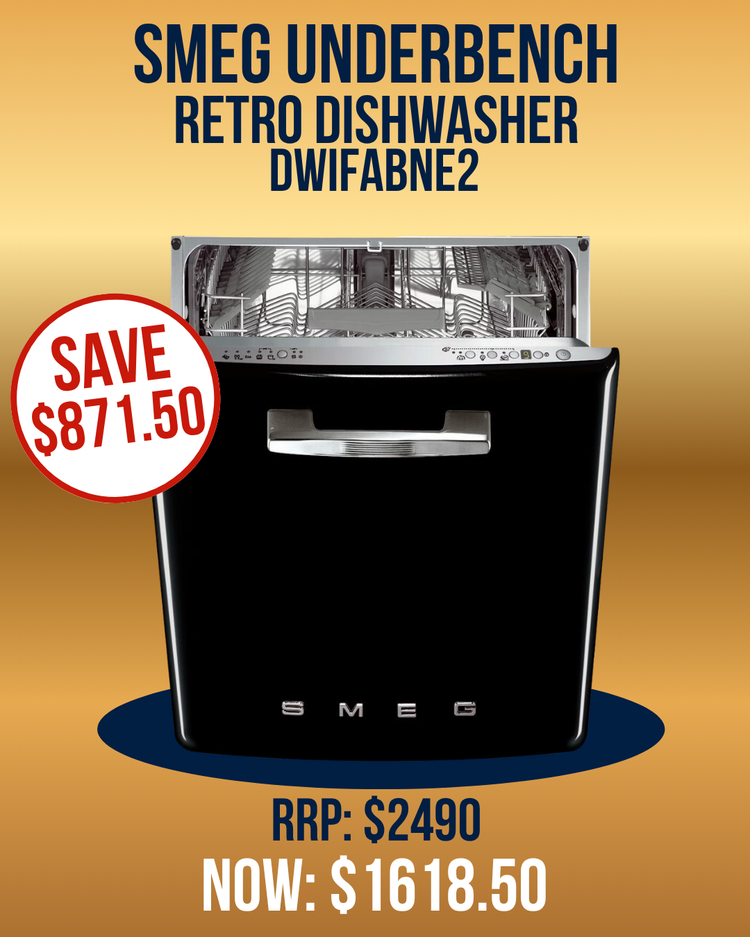 Smeg Retro Style 60cm Built-In Dishwasher DWIFABNE2 - Clearance