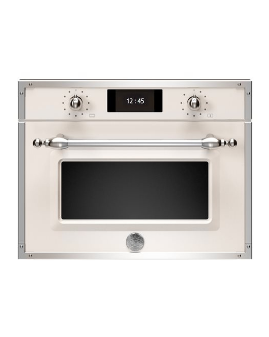 Bertazzoni's 45cm Combi-Microwave Oven is a Heritage styled Avorio / cream and stainless steel appliance