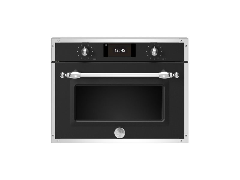 Bertazzoni 45cm Combi-Microwave Oven, TFT Display Heritage Series in matt black with chrome details