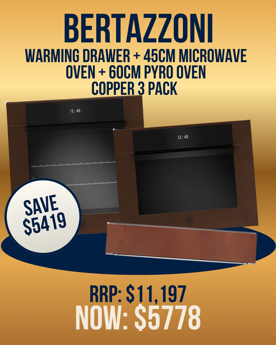 Bertazzoni 60cm Copper Oven package -  3 Item Pack *Ex-Display Clearance*