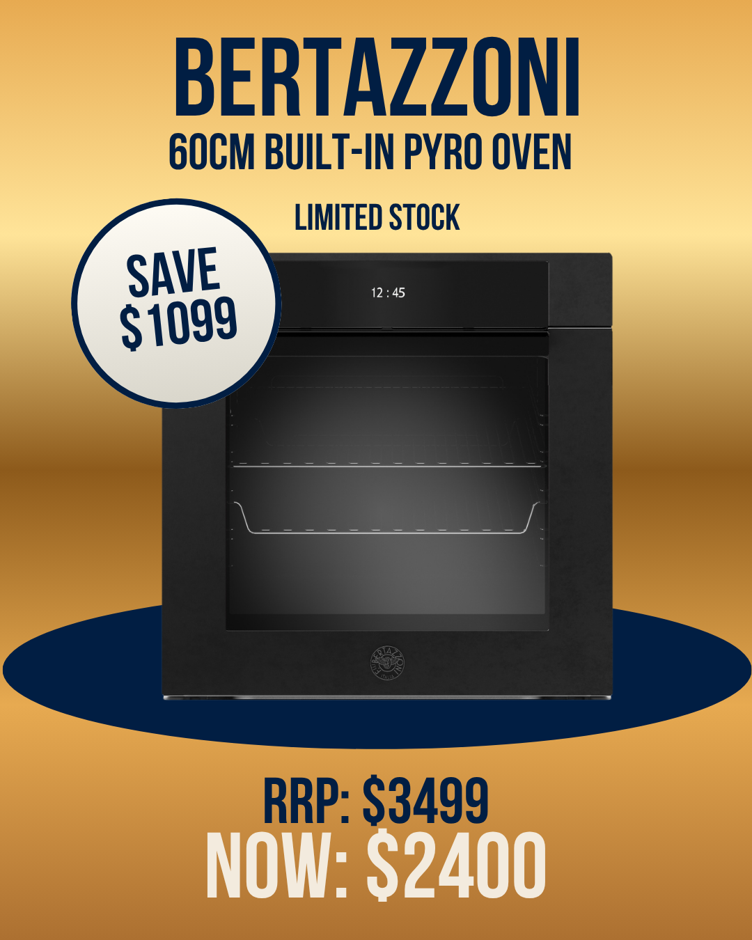 Bertazzoni 60cm Built-in Pyrolytic Oven - F6011MODPTN/23/DISP *ex display*