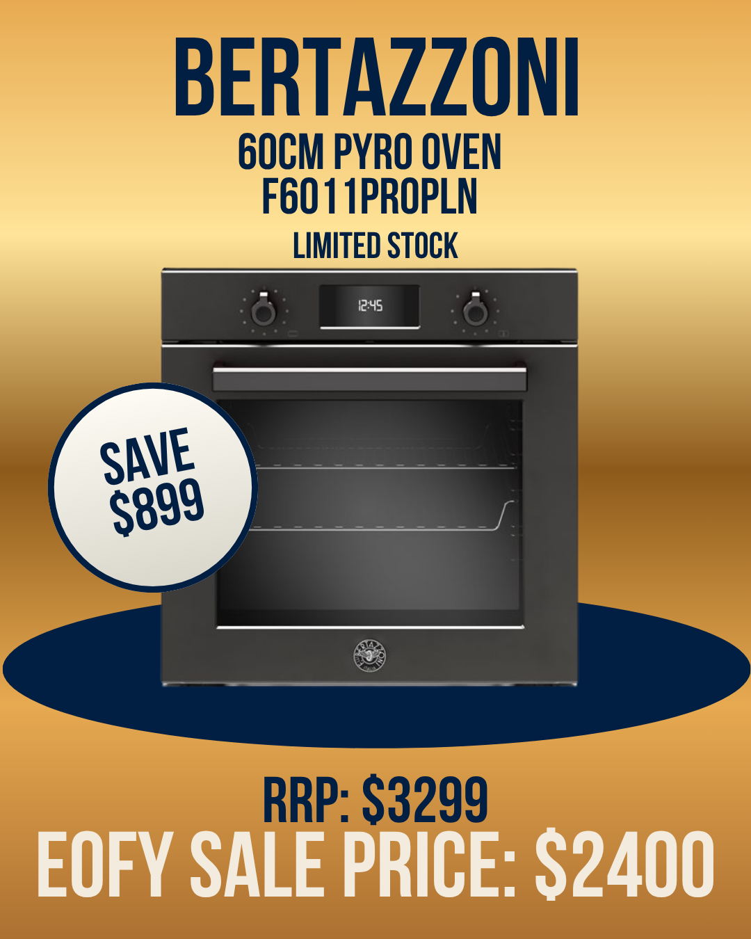 Bertazzoni 60cm Pyrolytic Built-in Oven - F6011PROPLN *Ex-Display*
