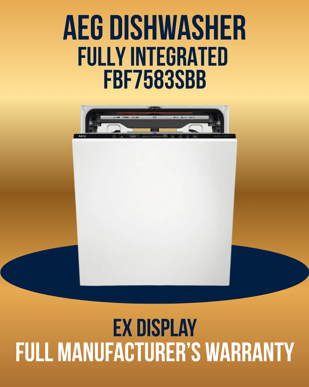 AEG 60cm Fully Integrated Dishwasher - FBF7583SBB ex display full manufacturer's warranty