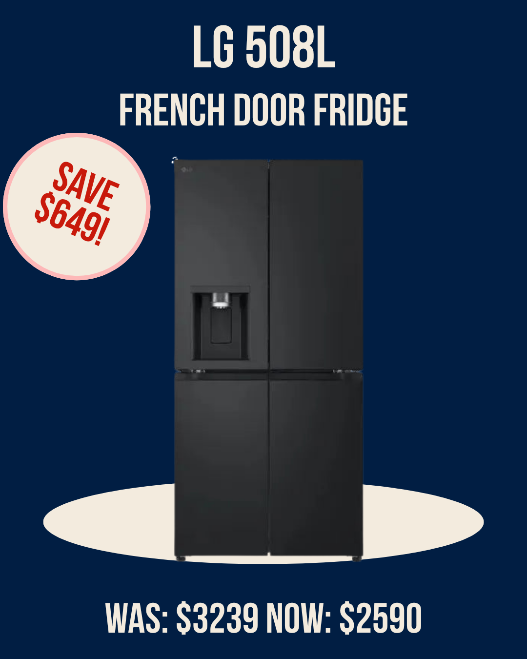 LG 508L French Door Fridge - Matte Black - GF-LN500MBL