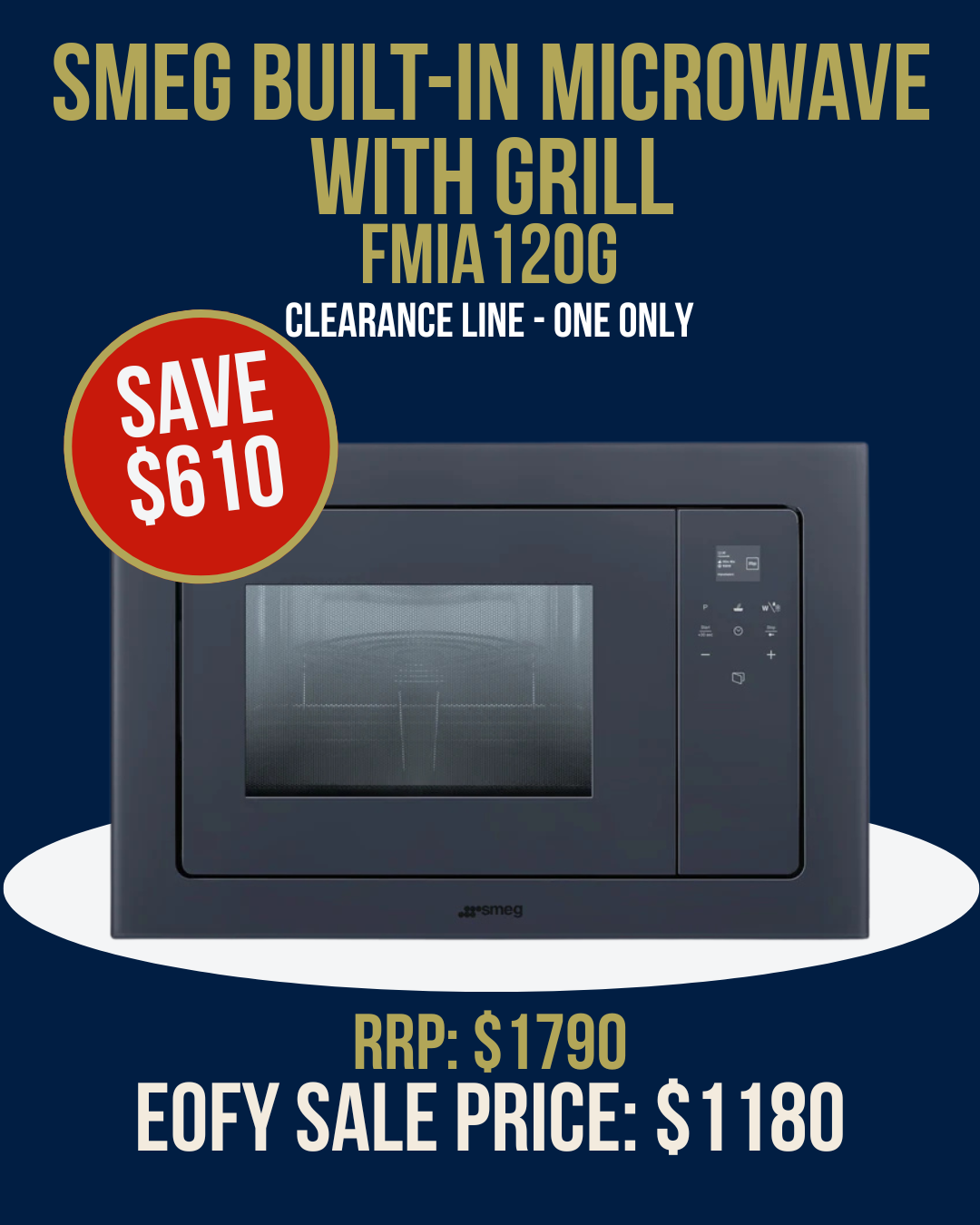 Smeg Built-in Microwave with Grill - FMIA120G *Clearance Line*