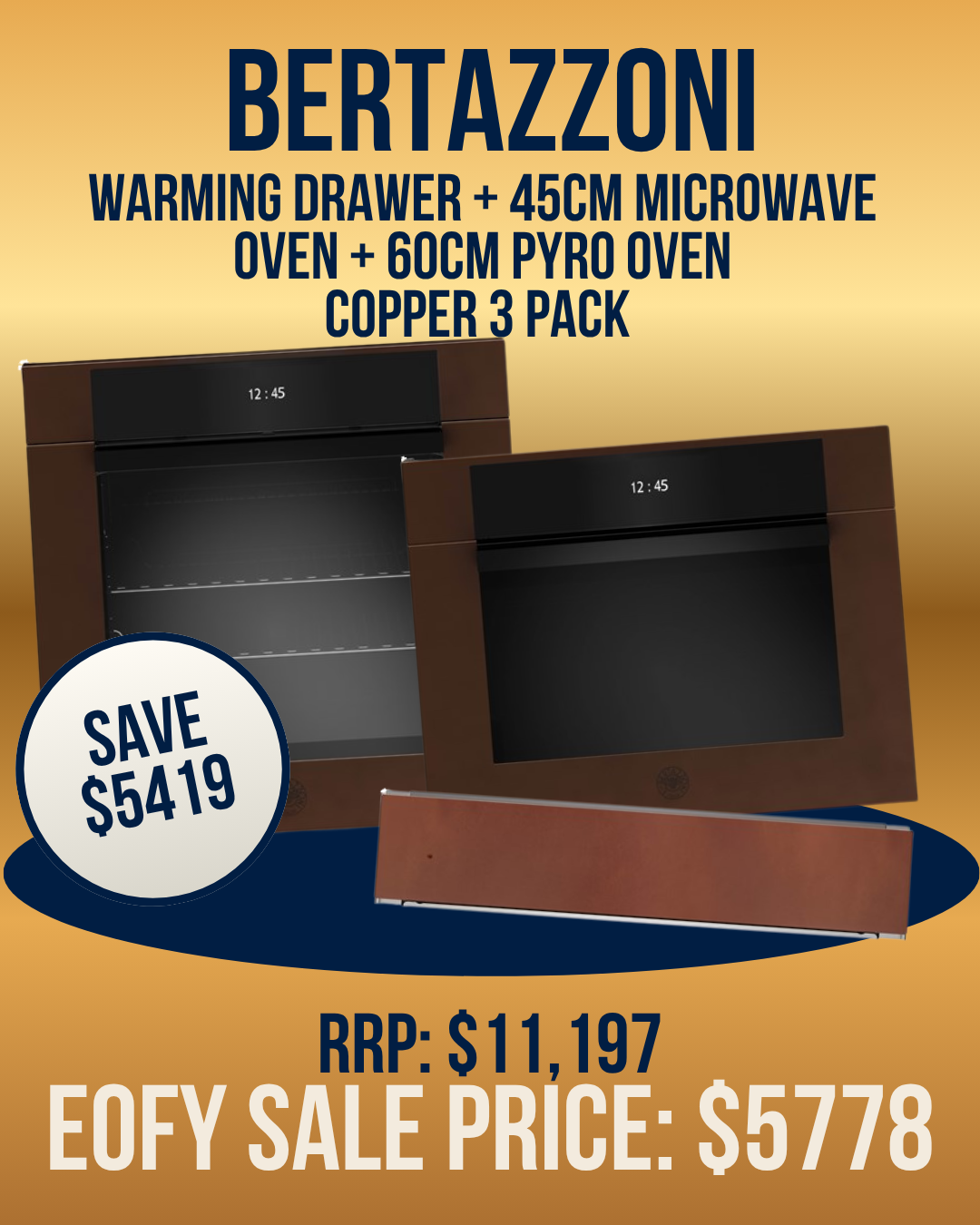 Bertazzoni 60cm Copper Oven package -  3 Item Pack *Ex-Display Clearance*