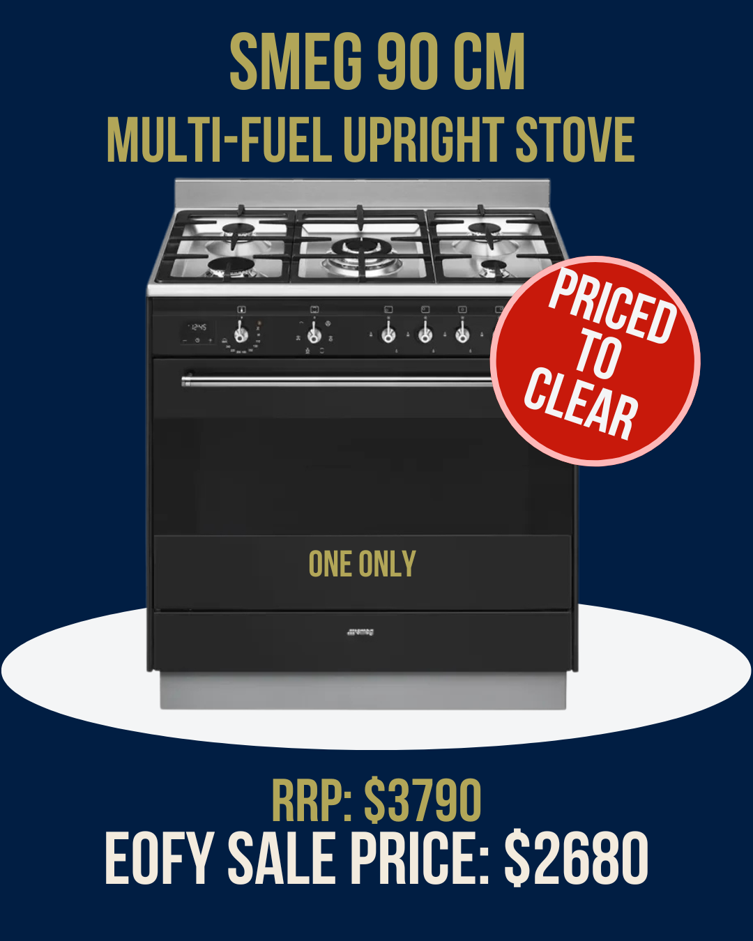 Smeg 90 cm Classic Multi-Fuel Upright Stove Anthracite - FS9606AS-1