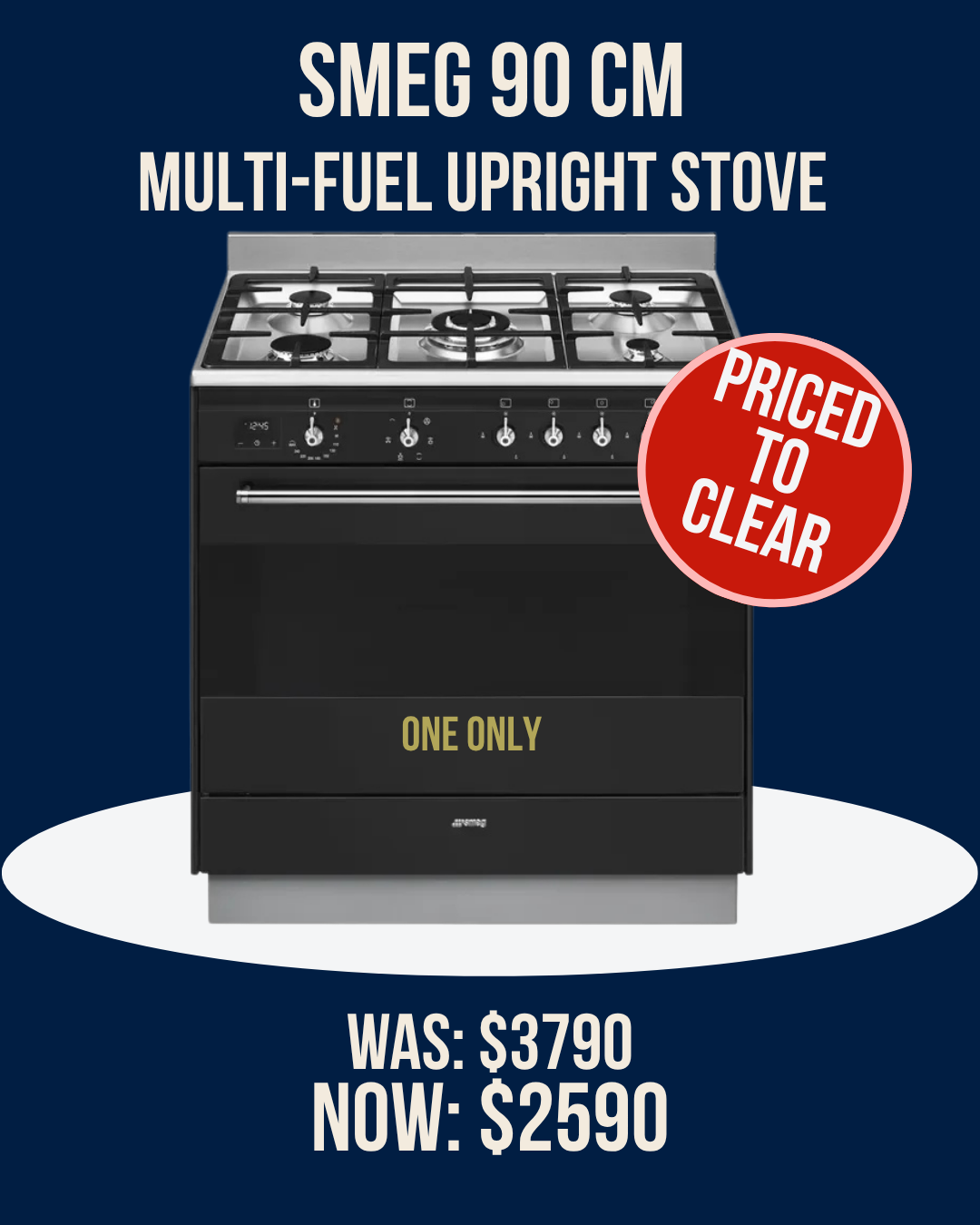 Smeg 90 cm Classic Multi-Fuel Upright Stove Anthracite - FS9606AS-1