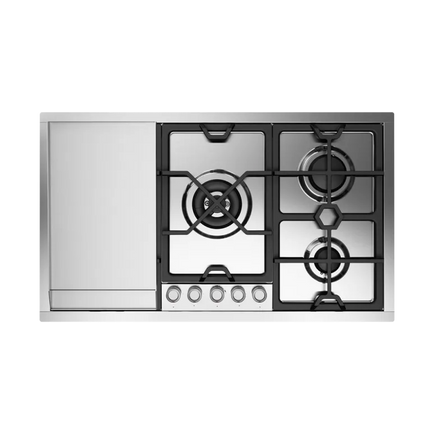 ILVE Panoramagic 90 cm stainless steel flush gas hob 5 burners and fry top - Dual