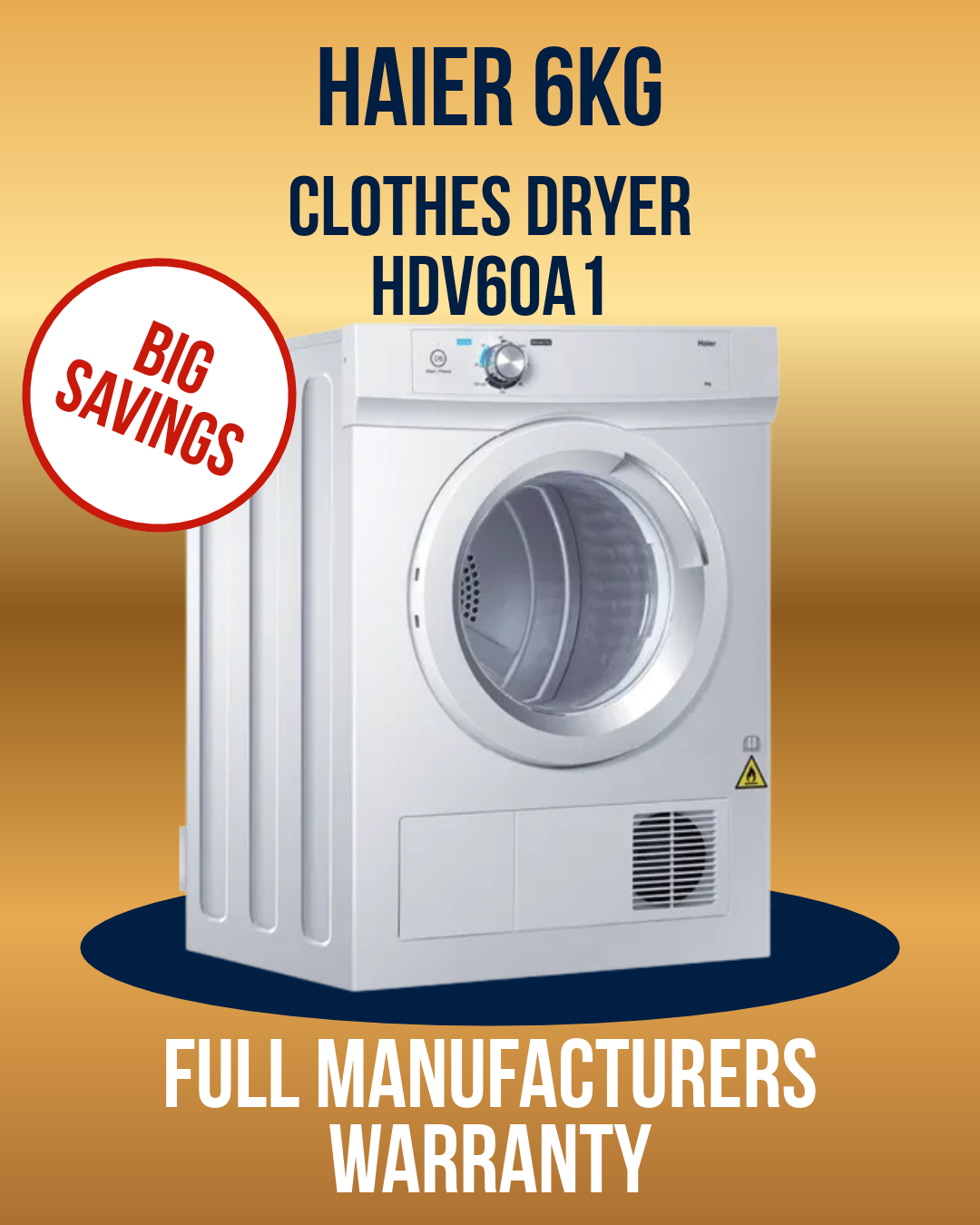 Haier 6kg Clothes Dryer HDV60A1