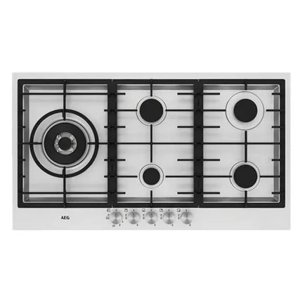 AEG 90cm 5 Burner Gas Cooktop - Stainless Steel