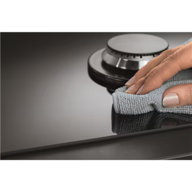 AEG 90cm Gas Cooktop HG975550VB easy to clean glass finish.