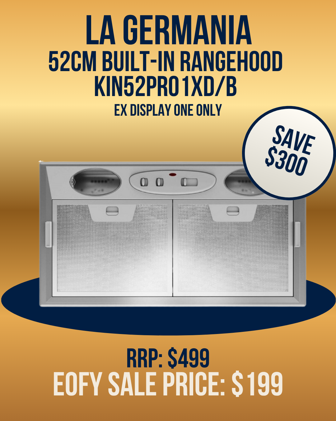 La Germania 52cm Built-in Rangehood - KIN52PRO1XD/B *Ex-display*