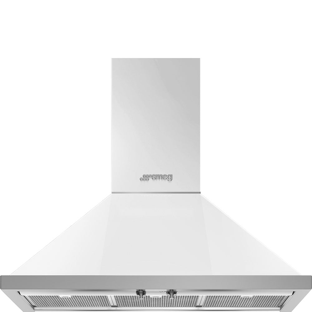 White Smeg Portofino 90cm Canopy Rangehood KPFA9WH 