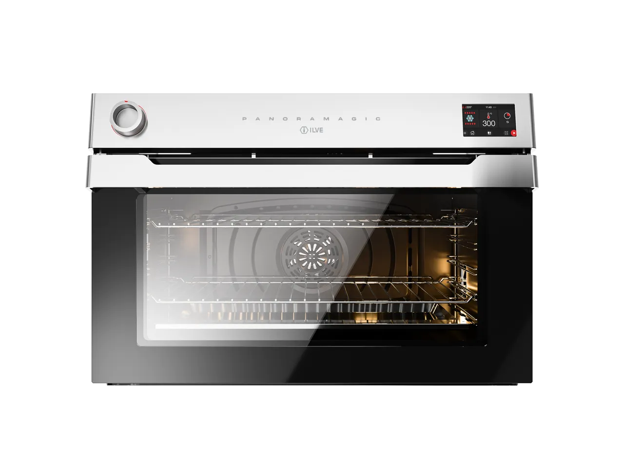 Falcon premium European glass black upright 1100mm induction cooker with digital controls