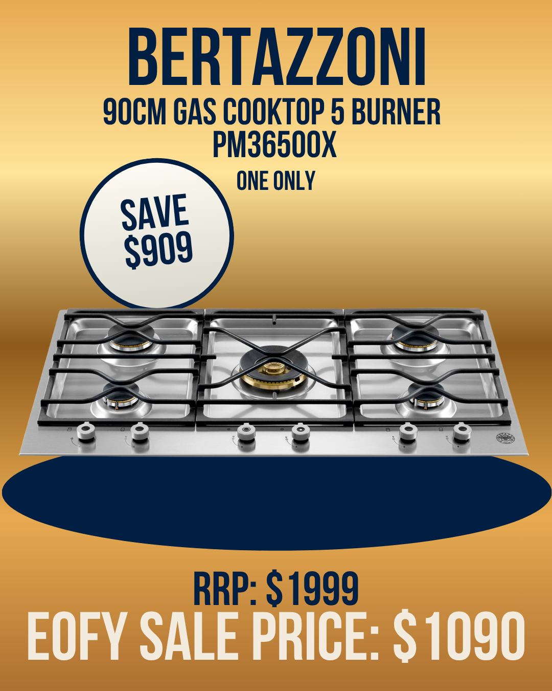 Bertazzoni 90cm Professional Series Gas Hob - PM36500X *Ex-Display*