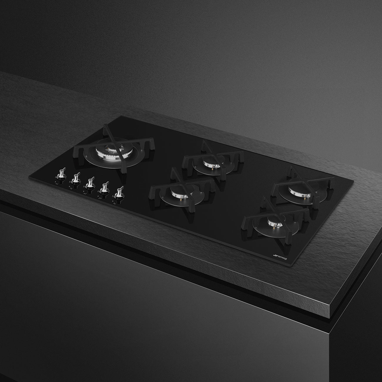 Smeg 90cm Gas Hob on Glass Black Ceramic - PV395LCNAU *Clearance Line*