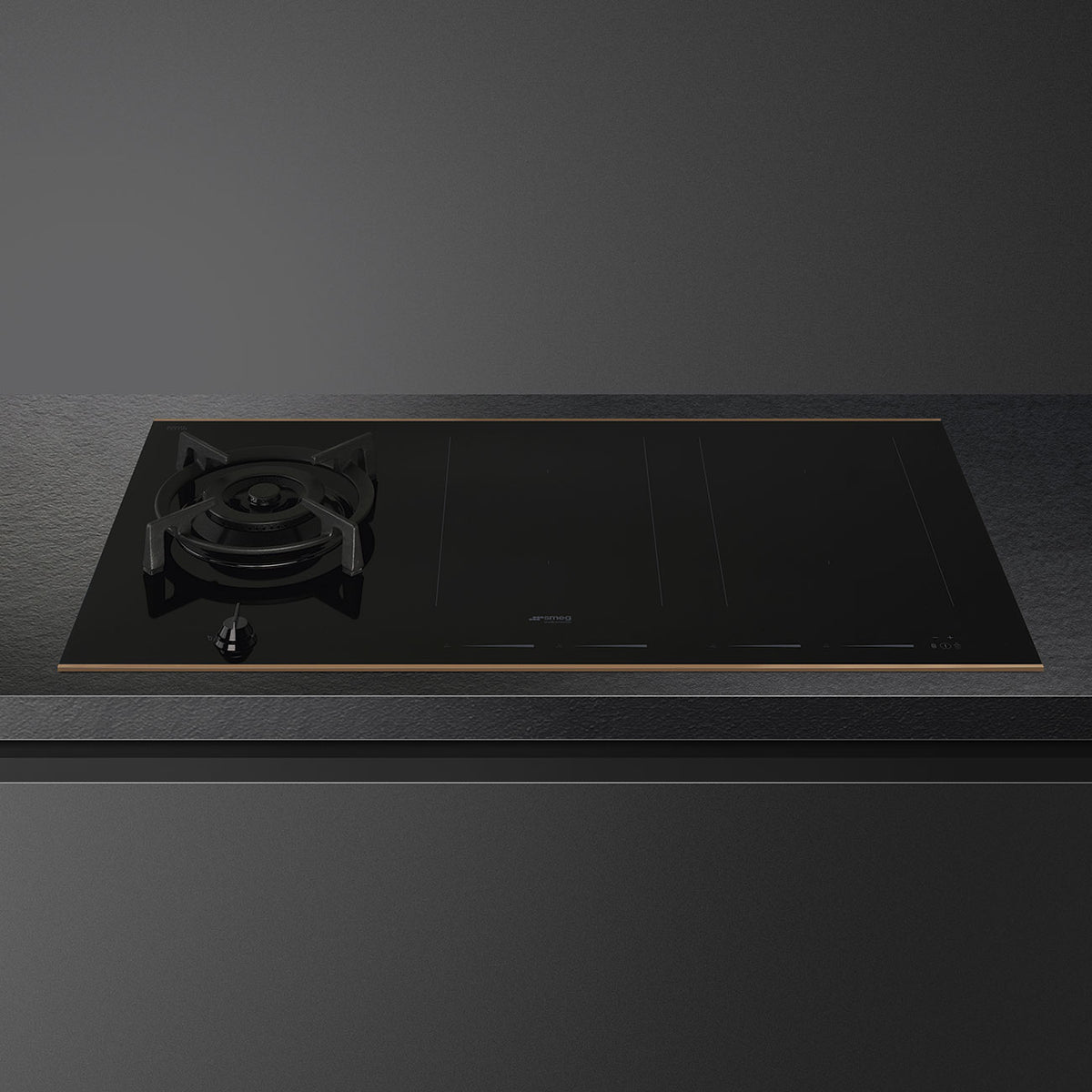Smeg 90cm Mixed Hob SAIG6954R Dolce Stil Novo - Gas Wok with 4 Induction Zones