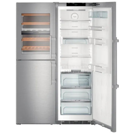 Liebherr 645 Litre Side by Side Freestanding Refrigerator Freezer with Wine Cellar - Stainless Steel