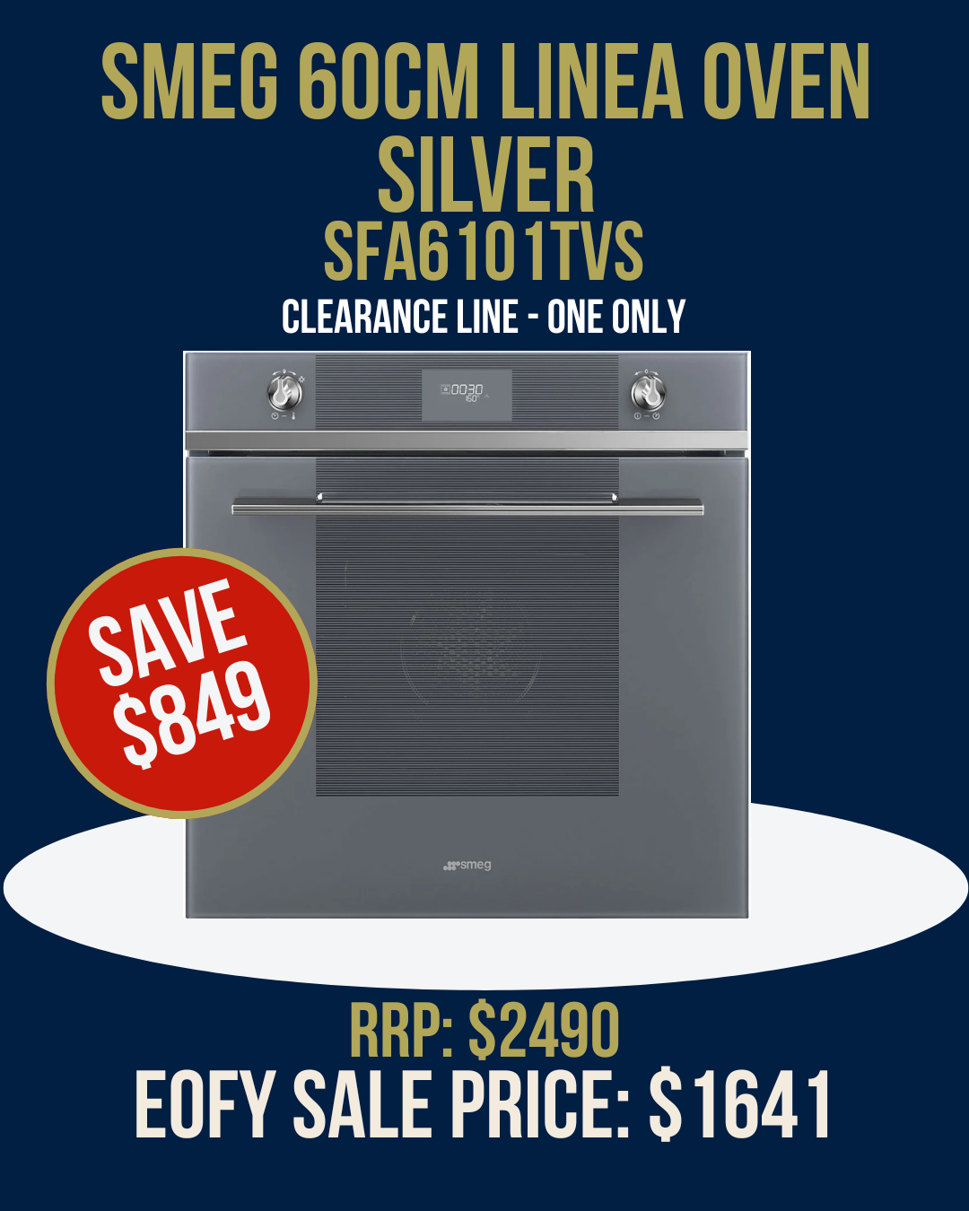 Smeg 60cm Linea Oven Silver - SFA6101TVS *Clearance line*