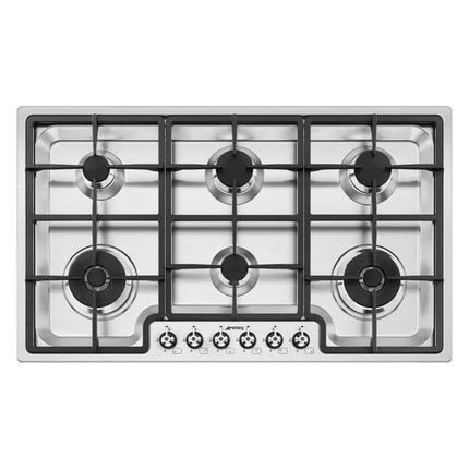 Smeg 90cm Classic 6 Burner Gas Cooktop - Stainless Steel