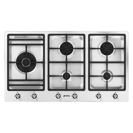 Smeg 90cm Classic 5 Burner Gas Cooktop - Stainless Steel