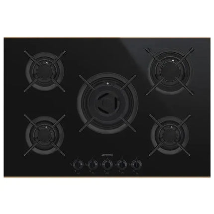 Smeg 75cm Dolce Stil Novo 5 Burner Cermaic Cooktop - Black with Copper