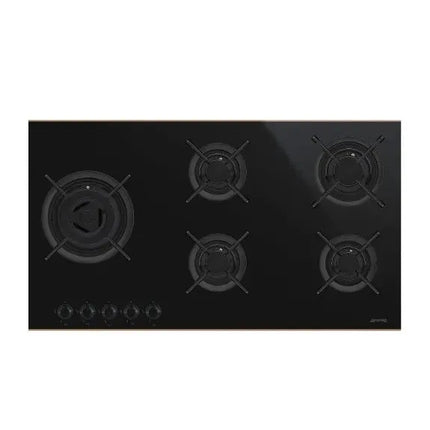 Smeg 90cm Dolce Stil Novo 5 Burner Ceramic Cooktop - Black/Copper