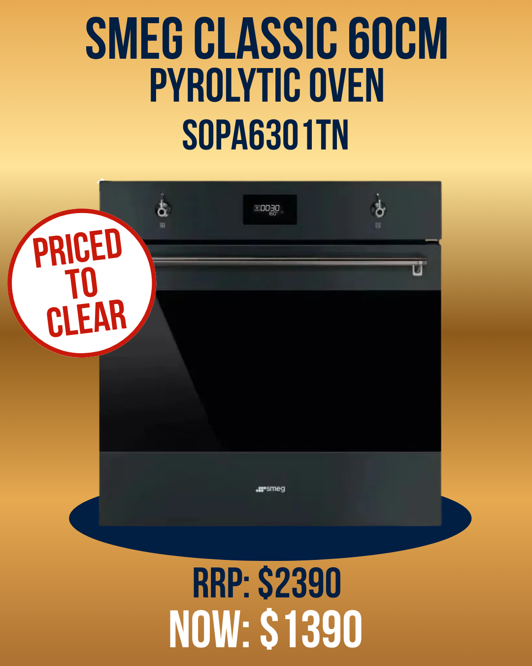 Smeg Classic 60cm Pyrolytic Oven - SOPA6301TN *Clearance Line*