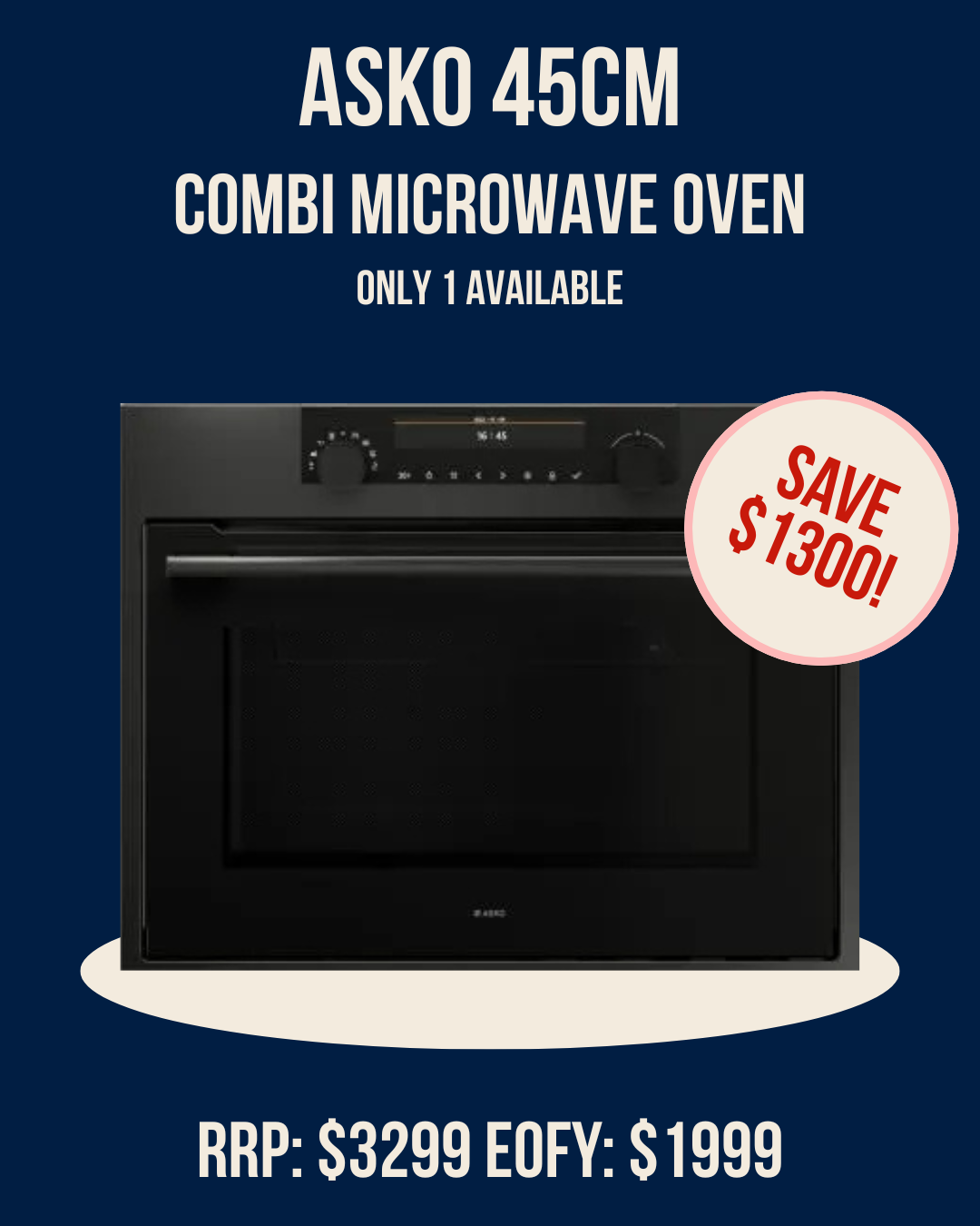 Asko 45cm Combi Microwave Oven - OCM8487A1 ex display