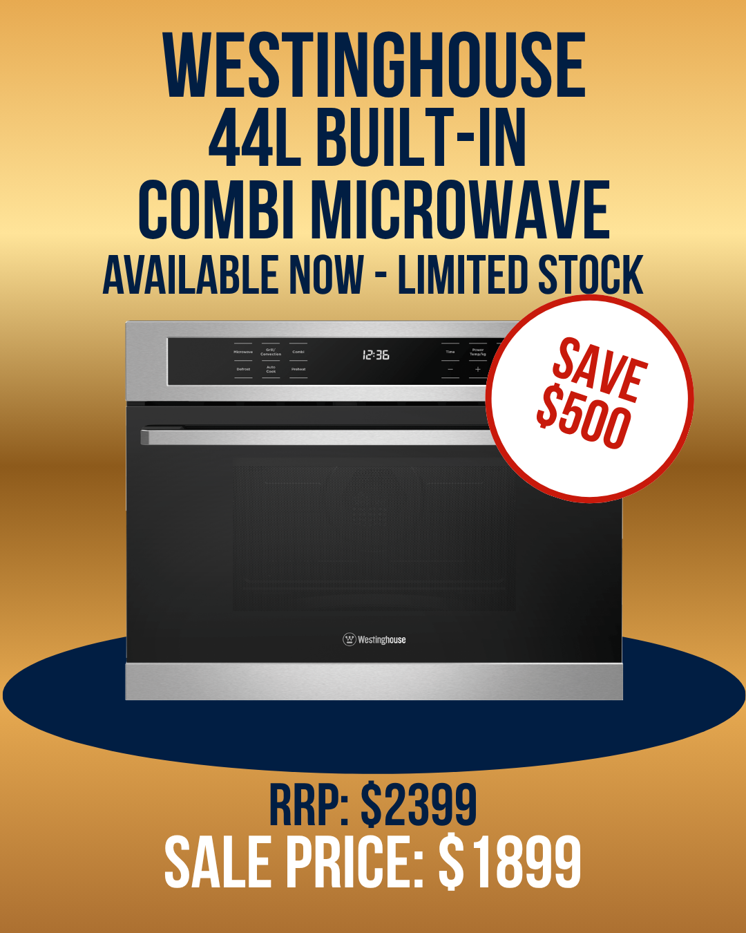 Westinghouse 44L Built-in Combi Microwave - WMB4425SC