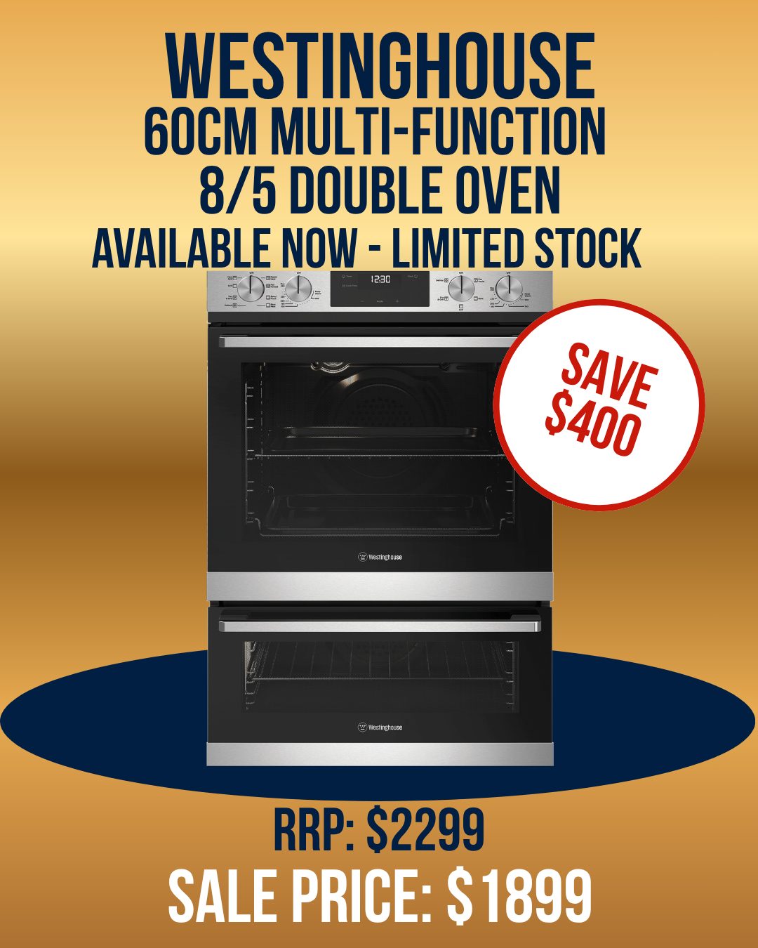 Westinghouse 60cm Multi-function Duo Oven - WVE6525SD
