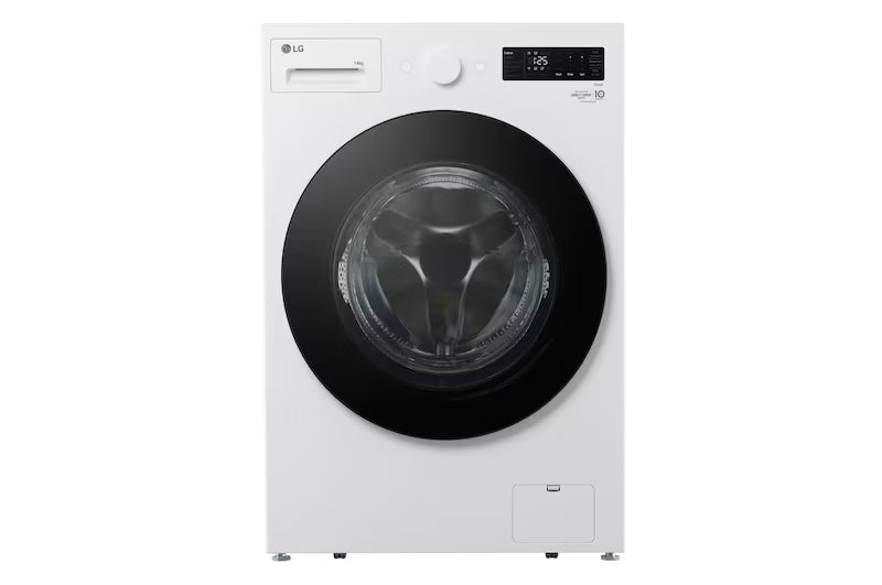 LG Series XL 14kg Front Load Washer WXLS-1014WX white washer with black door.