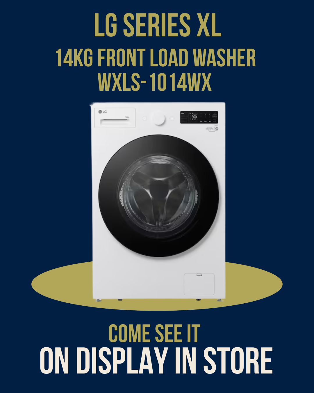 Come see the LG Series XL 14kg Front Load Washer WXLS-1014WX on display at Newtons Designer Appliances
