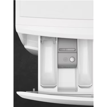 Built-in ice maker with water dispenser in white refrigerator, modern kitchen appliance