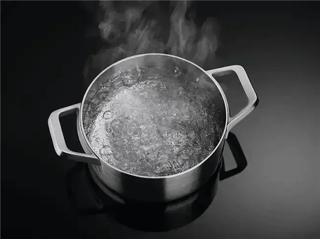 Pot boiling water on Falcon premium European Glass Black Upright 1100mm Induction Cooker