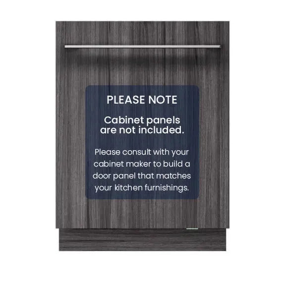 Panel-ready dishwasher with wood-grain finish, cabinet panels not included, custom kitchen appliance