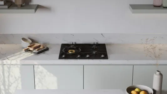 Falcon premium European glass black upright 1100mm induction cooker in modern kitchen