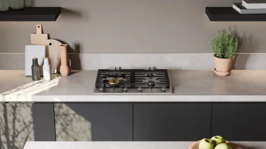 Falcon premium European glass black 1100mm induction cooker in modern kitchen setting