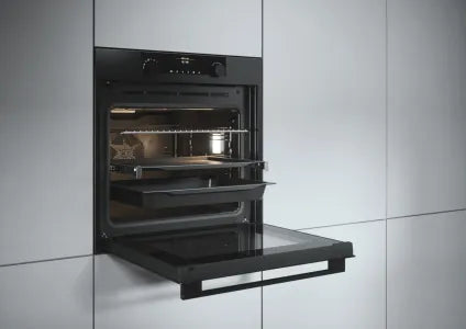 Falcon premium European glass black upright 1100mm induction cooker with open oven door