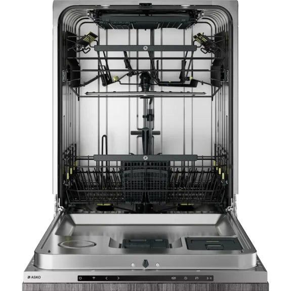 ASKO built-in dishwasher with adjustable racks and stainless steel interior for modern kitchen appliances