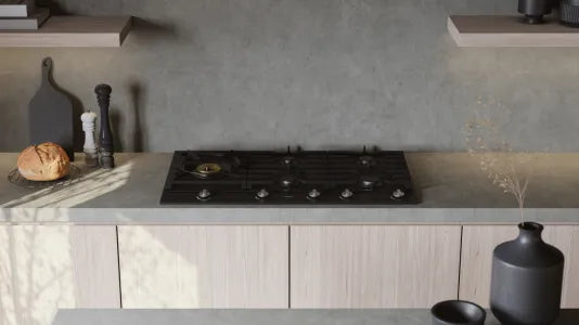 Falcon premium European glass black upright 1100mm induction cooker in modern kitchen