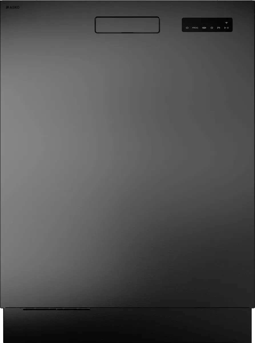 Sleek black ASKO dishwasher with modern control panel for designer kitchen appliances
