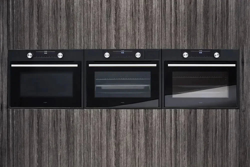 Falcon premium European glass black upright 1100mm induction cooker with sleek built-in design