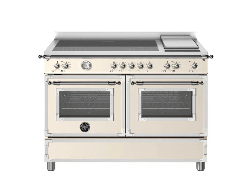 Falcon premium European glass black upright 1100mm induction cooker with dual ovens and chrome controls