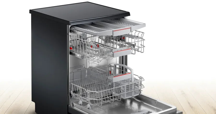 Falcon premium European glass black upright 1100mm induction cooker with sleek design and modern kitchen integration